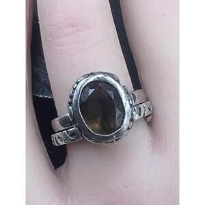Silpada 925 sterling silver ring R1384 size 6.75 stackable smoky topaz quartz